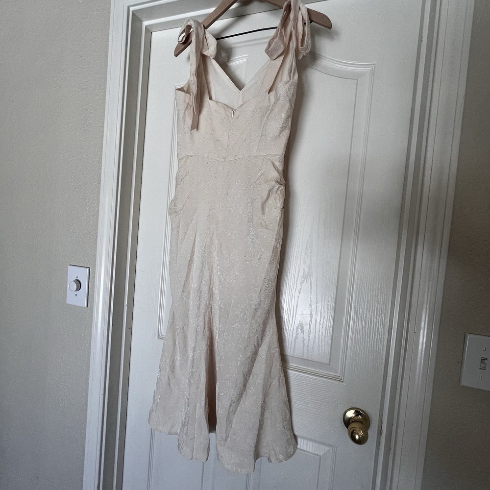 MOTF Texture Jaquard Floral Button Split Hem Wedding Bridal Dress Fit Flare 4 - Picture 3 of 8